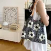 Kvällspåsar 2023 Trend Summer Women's Cotton Bag DrawString Shoulder Y2K Flowers Design Handväskor stor kapacitetshopping Tote