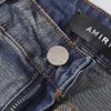 Ami Jeans Paarse Jeans Designer Jeans Dames nieuwe Ami High Street Hole Cutting Jeans Slim Fit Straight Barrel Beggar Pants Gewassen broek