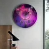 Wandklokken Dream Catcher Wolf Eagle Paars 3D Klok Modern Design Woonkamer Decoratie Keuken Kunst Horloge Home Decor