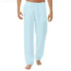 Men's Pants Casual Lightweight Linen Trousers Drawstring Elastic Waist Summer Beach Joggers Men Spodnie Pantalon Hommeo183