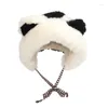 Berets Woollike Plush Espessamento Ear Caps Womens Lady Girl Headgear Chapéus de Natal Soft Faux Furs Chapéu Pulôver