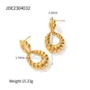 Hoepel oorbellen uworld minimalistisch goud kleur roestvrij staal ongebruikelijke draai voor vrouwen gouden textuur 18k pvd vergulde charm juwelen