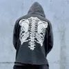 Erkek Hoodies y2k kafatası kemik baskı ropa hombre kazak yıkanmış kapüşonlu unisex vintage sokak kıyafetleri gündelik sudaderas büyük boy tişörtü