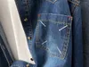 Men's Casual Shirts Style Mmsix Deconstructed Wind Color Collision Pocket Denim Shirt Jacket Vintage Dark Blue
