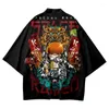 民族衣類harakuju samurai black astronuat print cardigan men shird asian streetwear日本の着物衣装costume haori yukata