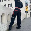 ホットガールゴシック服包帯チェーンバギーパンツ女性ヒップホップビンテージズボンパンクスタイルエグールカジュアルストリートウェアクロス