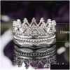 Band Ringen Sier Crown Ring 3 In1 Afneembare Knuckle Ringen Band Vrouwen Mode-sieraden Cadeau Will En Drop Levering Sieraden Ring Dhi2Q