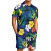 Survêtements pour hommes Polynésien Tribal Hawaiian Totem Tattoo Hawaii Prints Confort Respirant Hommes Revers Noir Short À Manches Courtes Loisirs