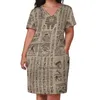 Casual Dresses Egyptian Hieroglyphs And On Wood Square Neck Dress Summer Women Elegant Halter Print Egypt Pharaon Ethnic