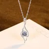 Ny klassisk S925 Silver Four Claw 3A Zircon Pendant Necklace Jewelry Fashion Women Twisted Chain Necklace For Women Wedding Party Valentine's Day Christmas Gift SPC