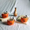 Креативные 3D -ручные ручки тыквенные кофейные кружки Керамическая молочная чашка смешные подарки на Хэллоуин для детей новинка чайная чашка для водяной чашки 231122
