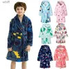 Towels Robes Kids Flannel Bathrobe Baby Girls Boy Cartoon Hooded Pajamas Children Soft Bath Robe Nightgown Teenager Toddler Clothing 2-12YearL231124