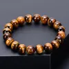 Strand Real Natural Tiger Eye Brazalete Men Women 6/8/10/12mm Jewelry Charm Bracelet Wholesale Bulk Beaded Strands