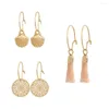 Boucles d'oreilles créoles belle couleur or placage Super mince avec charme mignon coquille métallique filigrane fil gland pour fille bijoux de fête