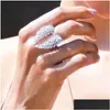 Wedding Rings Sparkling Vintage Fashion Jewelry 925 Sterling Sier Fl Marquise Cut White Topaz Cz Diamond Eternity Wing Wedding Feather Dhkdt