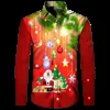 Męskie koszulki Hawajskie Święta Bożego Narodzenia Święta Koszula Tree Santa Claus For Men Casual Vintage Tops 3D Printed Flower Fond Sanda Firma Y2K 231122