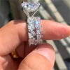 Luxury Heart 8CT Lab Lab Diamond Ring Sets 925 Sterling Silver Engagement Bands Bands de mariage pour femmes Bijoux de fête d'anniversaire pour hommes