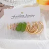 Hoop kolczyki 6Pair/zestaw modne proste duże koło złoty kolor geometryczny dla kobiet symulowane Pearl Earms Prezenty biżuterii