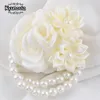 Other Fashion Accessories Ivory Cream Silk Flower Girl Bridesmaid Wedding Wrist Corsage Wedding Party Proom Hand Flower Pearl Wristlet Band Bracelet J230422