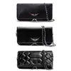 fashion black Pochette Rock Swing Your Wings bag womens tote handbag Shoulder man Genuine Leather Zadig Voltaire wing chain Luxury clutch flap Cross body bags
