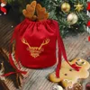 Present Wrap 1020pcs Julpresentväskor Velvet Drawstring Presents Elk Antlers Reindeer Packing Påsar för Xmas Party Favor Wrapping Decor 231123