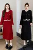 Two Piece Dress UNXX Plus Size Chubby Girl Minimalist Wool Coat Autumn Slimming French Elegant Midi Skirt 2 Set Women High Quality Top