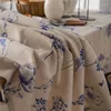 Mantel de algodón con estampado floral, mantel rectangular de lino, estilo japonés para comedor, cubierta protectora de cocina