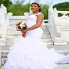 Duża sukienka ślubna syreny plus afrykańska Nigeria poza ramionami Ruffles Dom Garden Suknie ślubne 2023 Vestido de Casamento Country Saoby de Mariee noiva