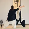 Ropa étnica 3 colores Mujeres Estilo chino Zen Tops Yoga Lino Algodón Camisas Hanfu Abrigos Retro Tang Batas Blusa informal