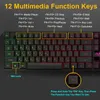 Przewodowa klawiatura gier mechaniczne uczucie obrotowe RGB Rosyjskie klawiatury USB 104 Keycaps komputer PC Gamer 231221