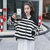 Damenjacken Große Revers Zebra Gestreifte Kurze Jacke Frauen 2023 Herbst Elegante Chic Lose Beiläufige Koreanische Stil Zipper Mantel Oberbekleidung H20