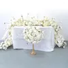 Decorative Flowers Luxury Wedding White Rose Orchid Flower Row Runner Arrangement Banquet Event Decor Table Ball Party Prop Large Floral