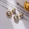 Stud Earrings Grey Pearl For Women Retro Temperament French 2023 Style Small High-grade Sense Of Light Luxury