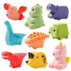 Baby Bath Toys Dinosaur Water Spray Squeeze dźwięk wytłaczanie pływające zwierzęta dziecięce basen wanna 231122