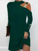 Abiti casual Donna Sexy con spalle scoperte Collo all'americana Mini abito Autunno Manica lunga Sciolto Tinta unita Elegante Abbigliamento da donna da ufficio