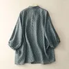 Blouses Femmes Chemises pour femmes Vintage Dot Polo-Col Coton Lin Lâche Manches Longues Casual Mode Coréenne Blouse Une Pièce Bureau Tops