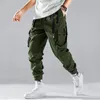 Herenbroek Deeptown Techwear Cargo Men Green Harem broek Mannelijke casual losse linten joggen streetwear Hip Hop Fashion Spring