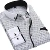 メンズカジュアルシャツホワイトビッグサイズ4xlメンドレスシャツ長袖スリムフィットボタンダウンカラー良い品質のプリントビジネスシャツ231122