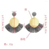 Boucles d'oreilles pendantes 6 couleurs mode or rides froissement rond pendentif déclaration goutte gland fil grand pour les femmes bijoux