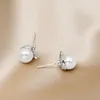 Hoop örhängen Kvinnor Big Pearl Ear Stud Pendant Silver Color Vintage Metal Retro Earring 2023 Trendy Fashion Female SMYELLTY