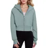 Leichte Damenjacken für Damen mit Reißverschlusstaschen, Damen-Kapuzenpullover mit Reißverschluss, kurze Sweatshirts, Herbst-Outfits, lässiger Kapuzenpullover