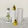 금 뚜껑이있는 승화 블랭크 흰색 총알 텀블러 이중 벽 스테인리스 스틸 DIY 절연 물병 진공 이동용 머그잔 자동차 컵 B0032