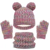 Scarves Wraps Knitted Baby Hats Scarf Set Winter Neck Scarves Beanie Caps For Boy Girls Cute Hat Scarf and Gloves 3pcs Suit For Kids 1-6years 231123