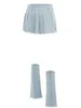 Skirt s Fashion Denim Skirt with High Waist and Pleated Design paired Tie Up Leg Cover Warmers Stylish Set for a 231123