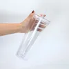 24 oz çift duvarlı kar küre akrilik tumbeler düz kapaklı saman net bir plastik içme içecek bardağı parıltı doldurmak için delikli 124