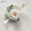 Andra modetillbehör lky fr boutonniere bröllopsblommor handledskorsarmband elfenben siden rose brudgummen knapphål brudmaid äktenskap brud access j230422