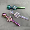 Goedkoopste engel donut pyrex glazen olie -brander pijpen nano plating rookpijpen dab rigs lepel pijpen kleurrijke glazen pijp roken accessoires stukken stukken