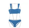 Designer bikini's vrouw tweedelige bikini nieuwe Koreaanse versie bikini witte rand versiering minimalistische split Womens badpak badpakken