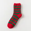 Julkorallplyschstrumpor Barnens höst och vinter förtjockade röda halvkanten Plush Socks Adult Home Floor Sleep Socks