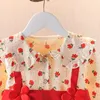 Girl Dresses Kids Clothes Children Doll Collar Patchwork Button A-line Casual Girls Spring Autumn Long Sleeve Fake Two Pieces